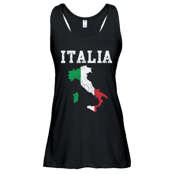 Italia Italy Flag Map Italian Italiano Family Ladies Essential Flowy Tank