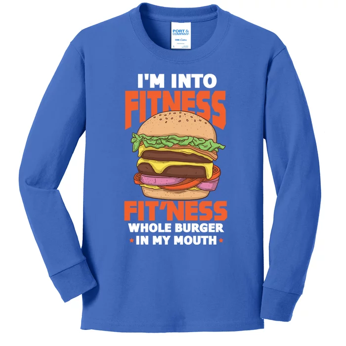 I'm Into Fitness Burger Hamburger Fast Food Foodie Gift Kids Long Sleeve Shirt