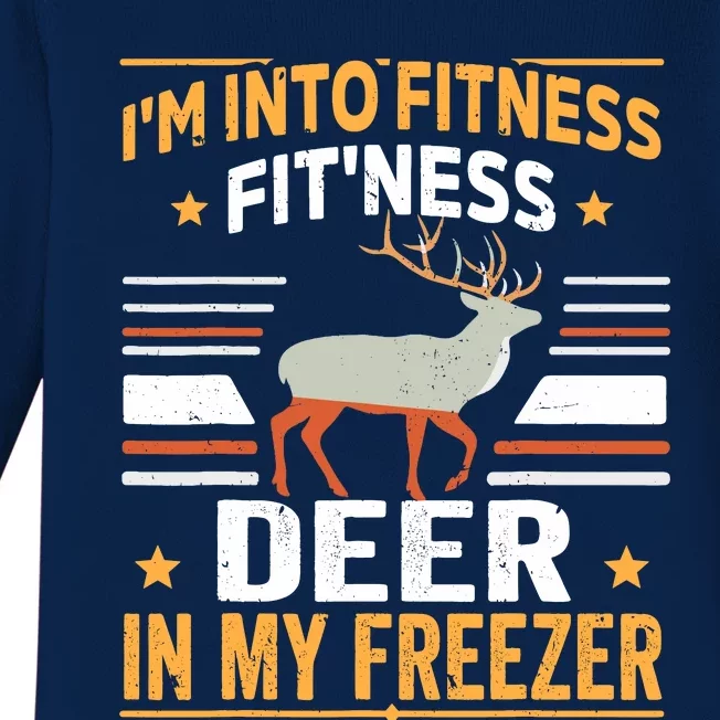 IM Into Fitness Deer Freezer Funny Dad Hunter Deer Hunting Baby Long Sleeve Bodysuit