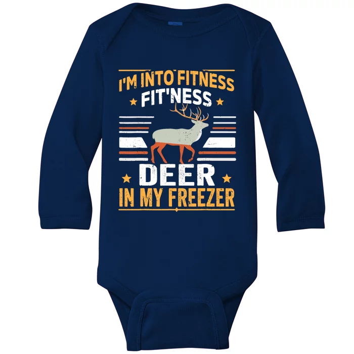 IM Into Fitness Deer Freezer Funny Dad Hunter Deer Hunting Baby Long Sleeve Bodysuit