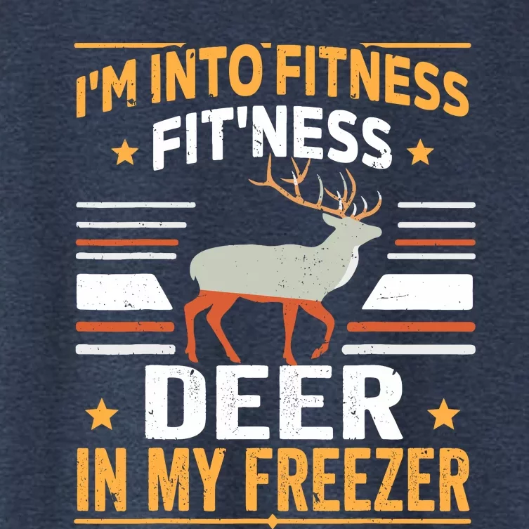 IM Into Fitness Deer Freezer Funny Dad Hunter Deer Hunting Women's Crop Top Tee