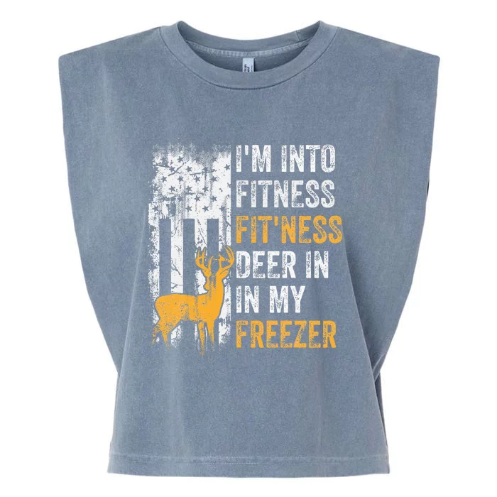 I'm Into Fitness Deer Freezer Funny Hunting Deer Hunter Garment-Dyed Women's Muscle Tee