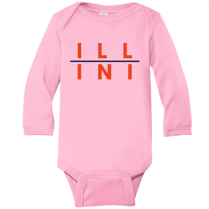 Illinois IL Fans Baby Long Sleeve Bodysuit