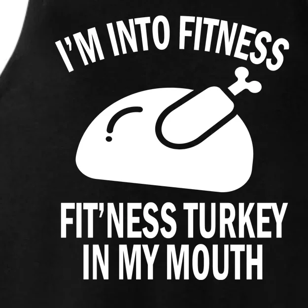 IM Into Fitness Funny Turkey Holiday Ladies Tri-Blend Wicking Tank