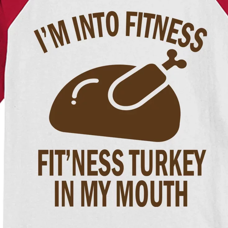 IM Into Fitness Funny Turkey Holiday Kids Colorblock Raglan Jersey