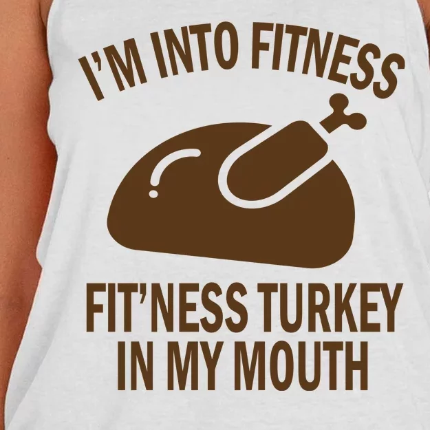 IM Into Fitness Funny Turkey Holiday Women's Knotted Racerback Tank