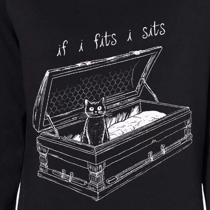 If I Fits I Sits Black Cat Coffin Kitty Sitting In A Casket Womens California Wash Sweatshirt