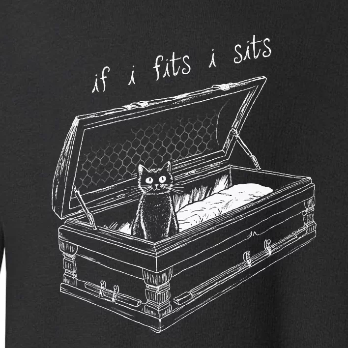 If I Fits I Sits Black Cat Coffin Kitty Sitting In A Casket Toddler Sweatshirt