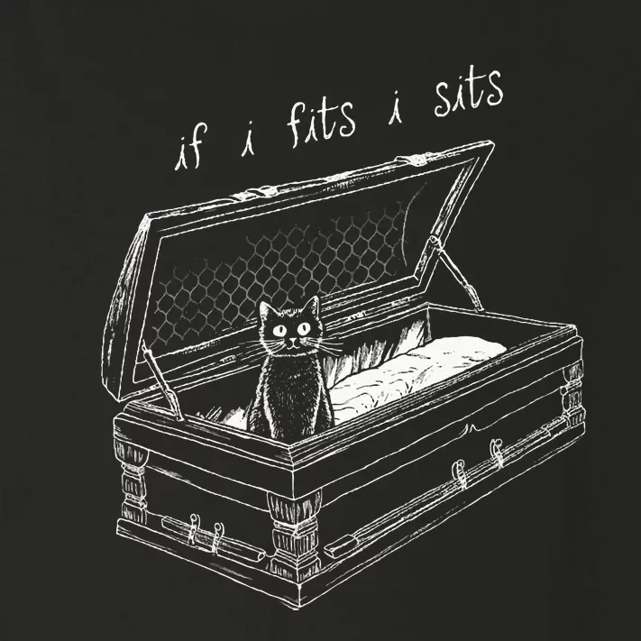 If I Fits I Sits Black Cat Coffin Kitty Sitting In A Casket Toddler Long Sleeve Shirt