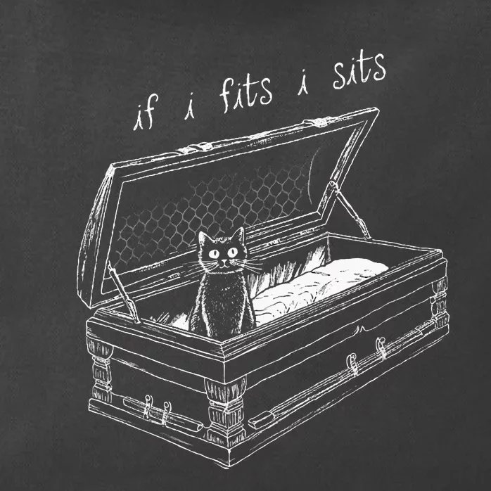 If I Fits I Sits Black Cat Coffin Kitty Sitting In A Casket Zip Tote Bag