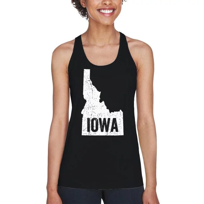 Idaho Iowa Funny Geography Mix Up Joke Idawa Pride Women's Racerback Tank