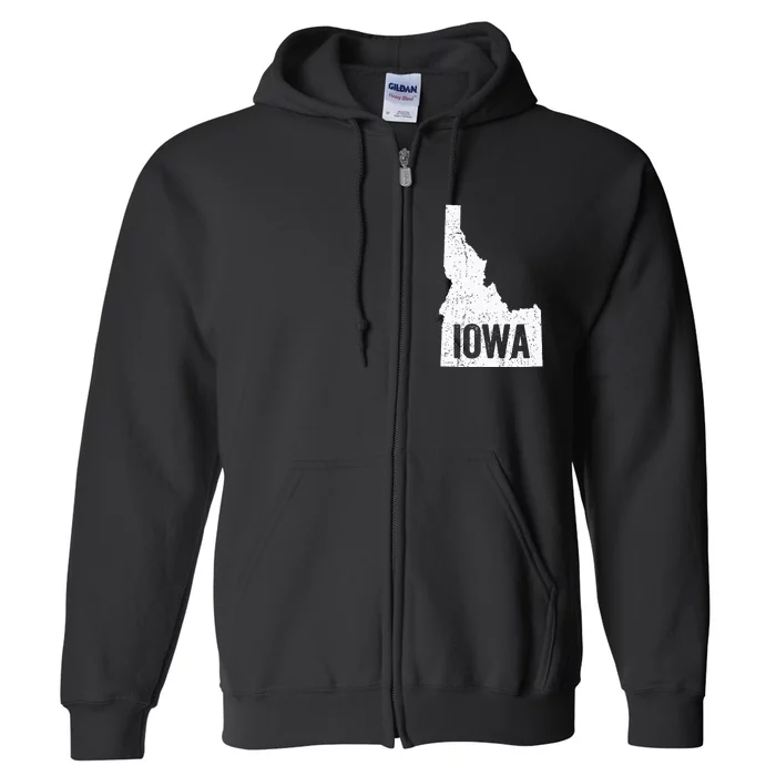 Idaho Iowa Funny Geography Mix Up Joke Idawa Pride Full Zip Hoodie