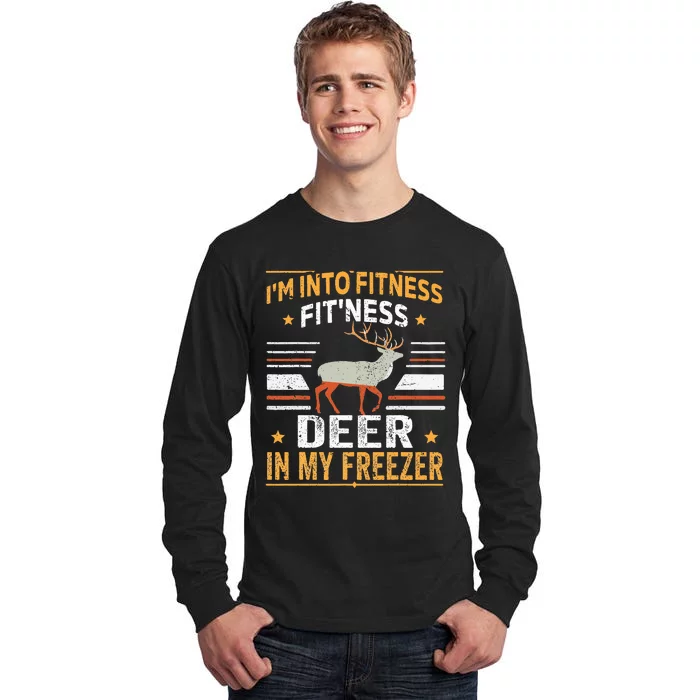 I'm Into Fitness Deer Freezer funny dad hunter deer hunting (1) Tall Long Sleeve T-Shirt