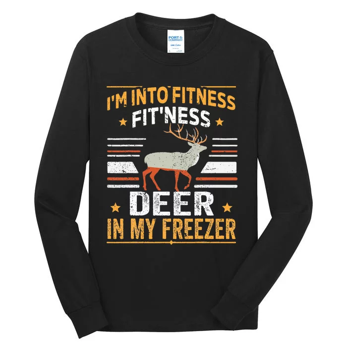 I'm Into Fitness Deer Freezer funny dad hunter deer hunting (1) Tall Long Sleeve T-Shirt