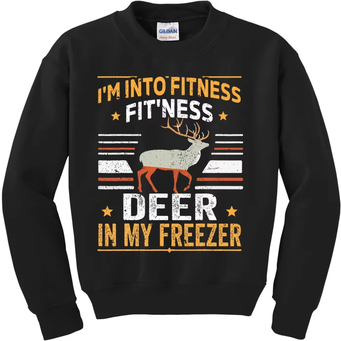 I'm Into Fitness Deer Freezer funny dad hunter deer hunting (1) Kids Sweatshirt