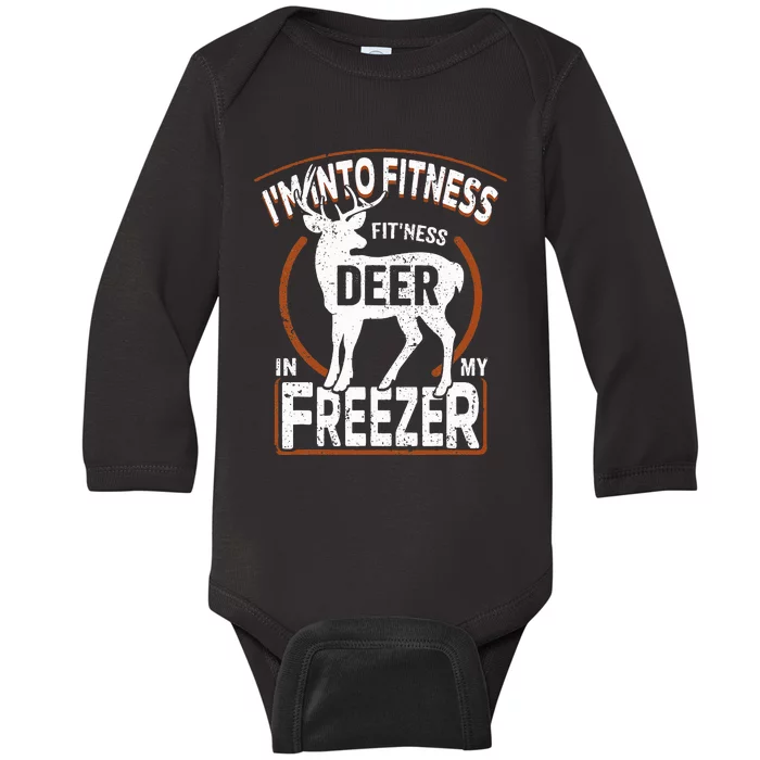 I'm Into Fitness Deer Freezer funny dad hunter deer hunting Baby Long Sleeve Bodysuit