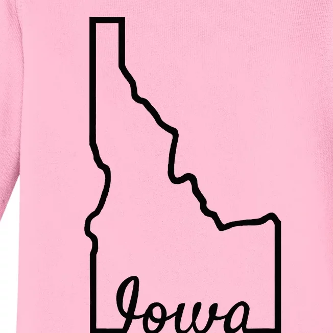 Idaho Iowa Funny Geography Mix Up Joke Idawa State Pride Baby Long Sleeve Bodysuit