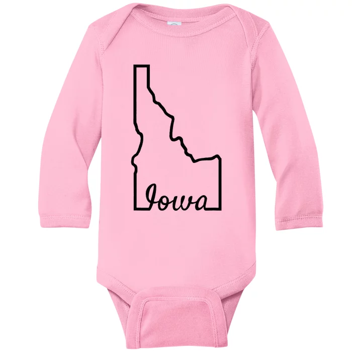 Idaho Iowa Funny Geography Mix Up Joke Idawa State Pride Baby Long Sleeve Bodysuit