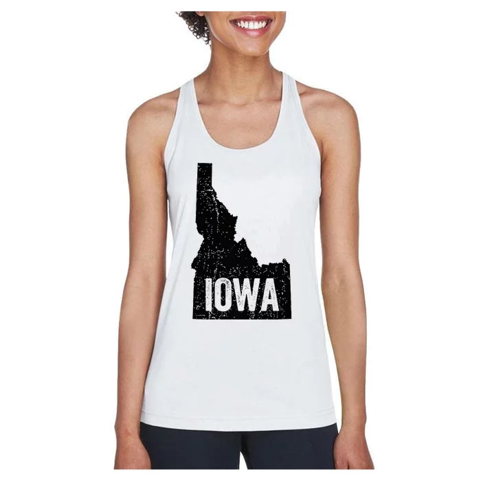 Idaho Iowa Funny Geography Mix Up Women's Racerback Tank