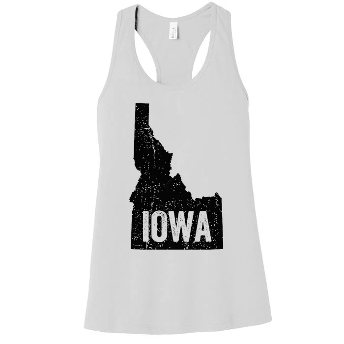 Idaho Iowa Funny Geography Mix Up Women's Racerback Tank