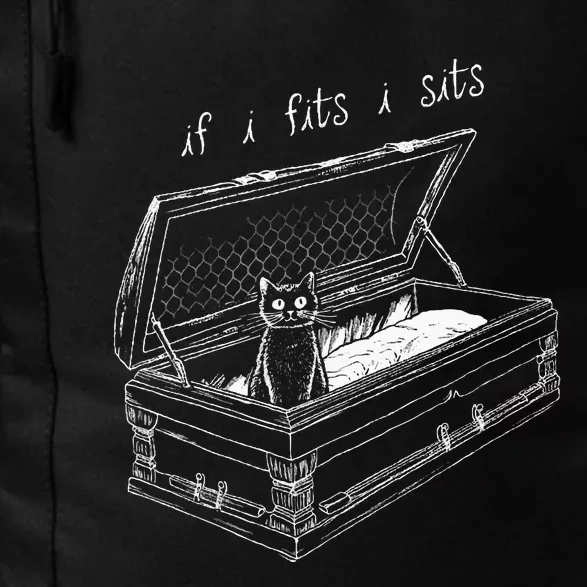 If I Fits I Sits Black Cat Coffin Kitty Sitting In A Casket Daily Commute Backpack