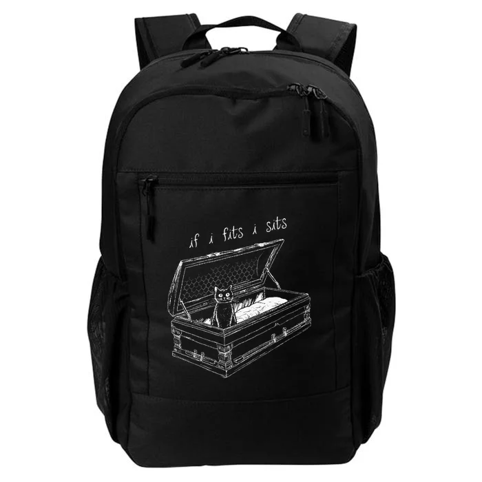 If I Fits I Sits Black Cat Coffin Kitty Sitting In A Casket Daily Commute Backpack