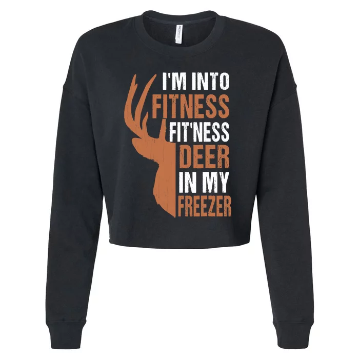 IM Into Fitness FitNess Deer In My Freezer Cropped Pullover Crew