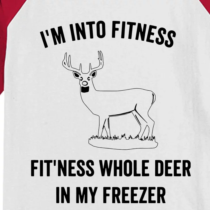 I'm Into Fitness Funny Joke Deer Hunting Gift For Hunters Kids Colorblock Raglan Jersey