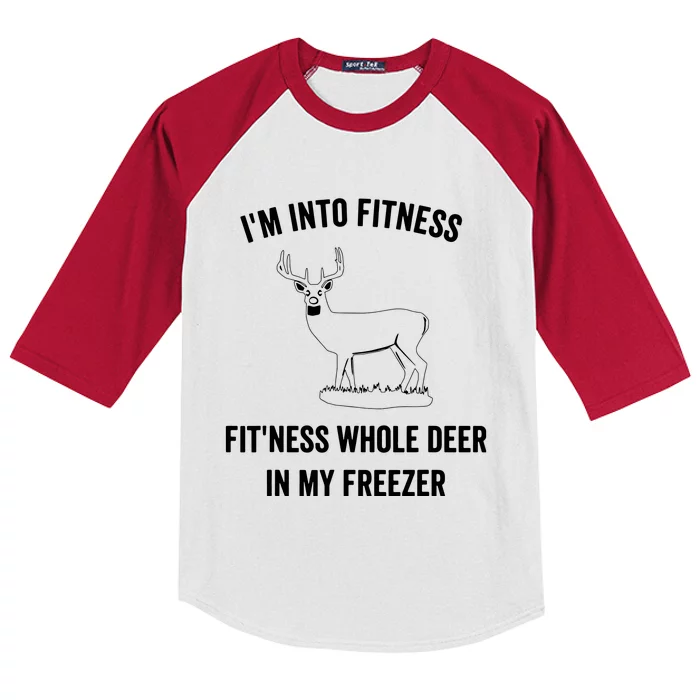 I'm Into Fitness Funny Joke Deer Hunting Gift For Hunters Kids Colorblock Raglan Jersey