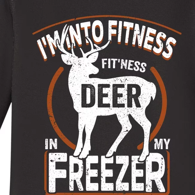 IM Into Fitness Deer Freezer Funny Dad Hunter Deer Hunting Baby Long Sleeve Bodysuit