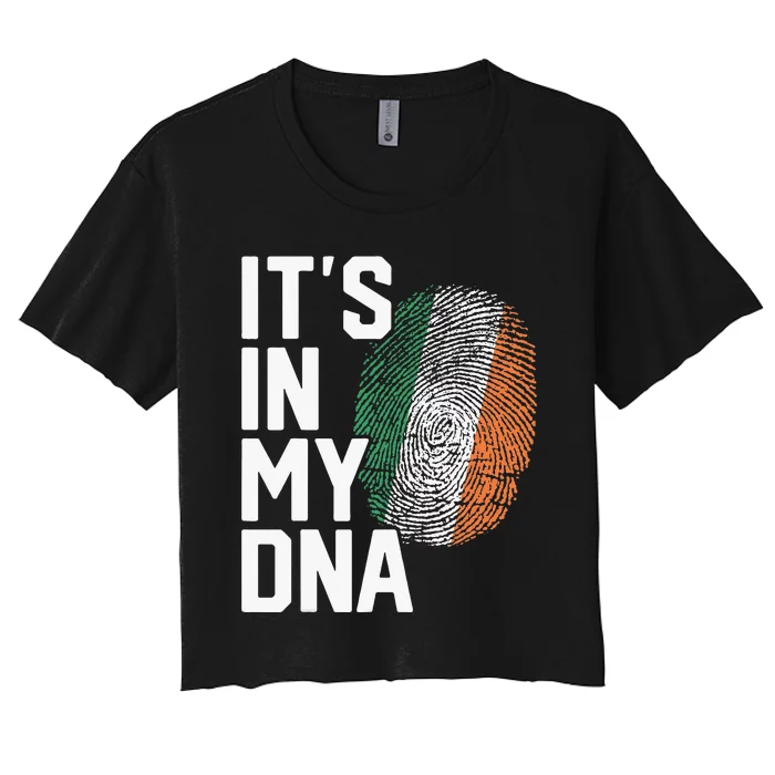 Ireland Irish Flag Heritage funny st.patrick's day Women's Crop Top Tee