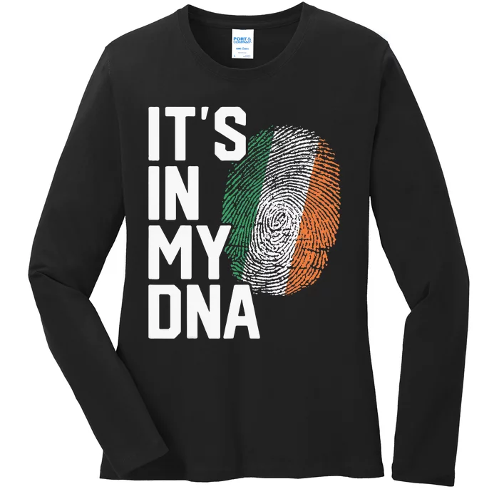 Ireland Irish Flag Heritage funny st.patrick's day Ladies Long Sleeve Shirt