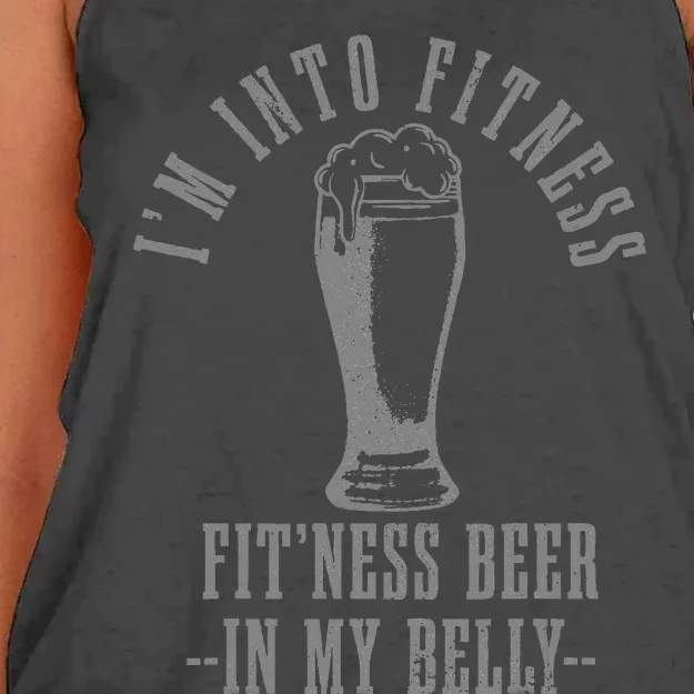 IM Into Fitness FitNess Beer In My Belly Funny Drinking Women's Knotted Racerback Tank