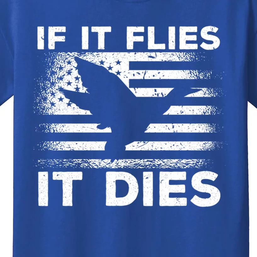 If It Flies It Dies American Flag Duck Hunter Gift Kids T-Shirt