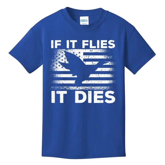 If It Flies It Dies American Flag Duck Hunter Gift Kids T-Shirt