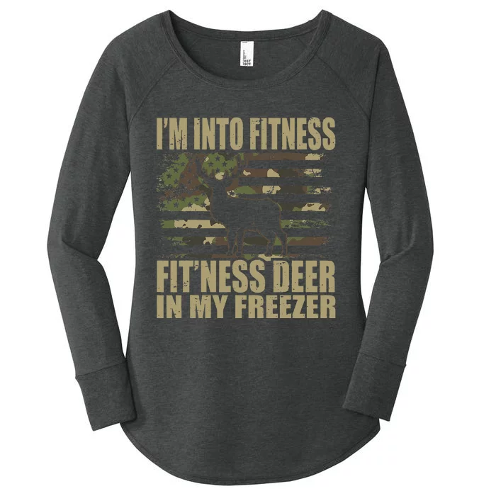 I'm Into Fitness Fit'ness Deer In My Freezer Women's Perfect Tri Tunic Long Sleeve Shirt