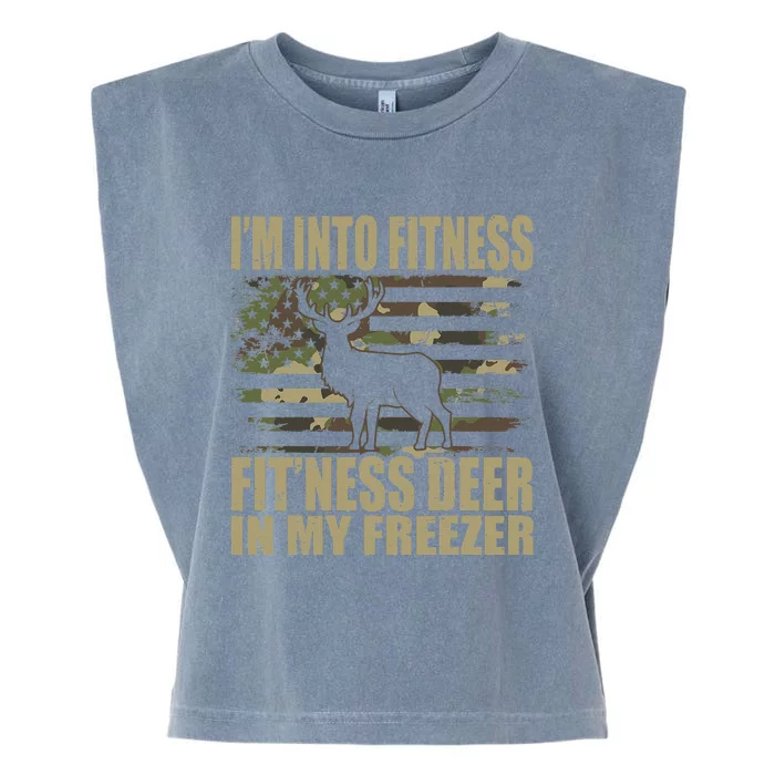 I'm Into Fitness Fit'ness Deer In My Freezer Garment-Dyed Women's Muscle Tee