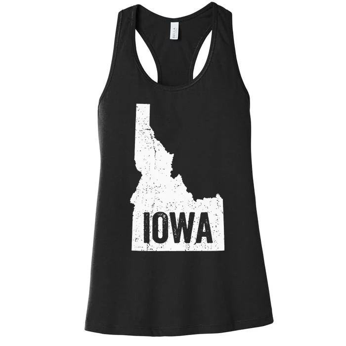 Idaho Iowa Funny Geography Mix Up Women's Racerback Tank