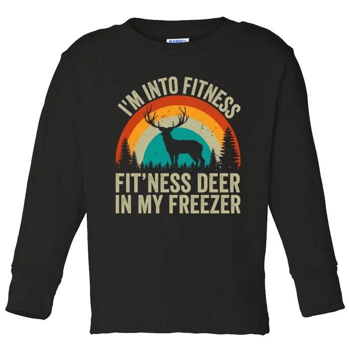 IM Into Fitness FitNess Deer In My Freezer Hunting Husband Toddler Long Sleeve Shirt