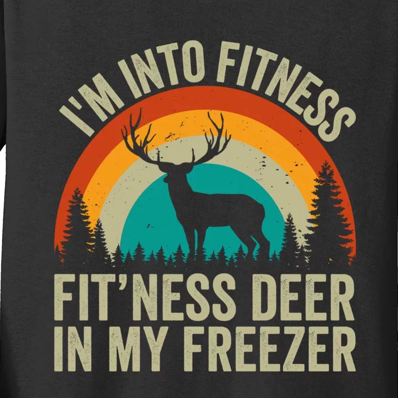 IM Into Fitness FitNess Deer In My Freezer Hunting Husband Kids Long Sleeve Shirt