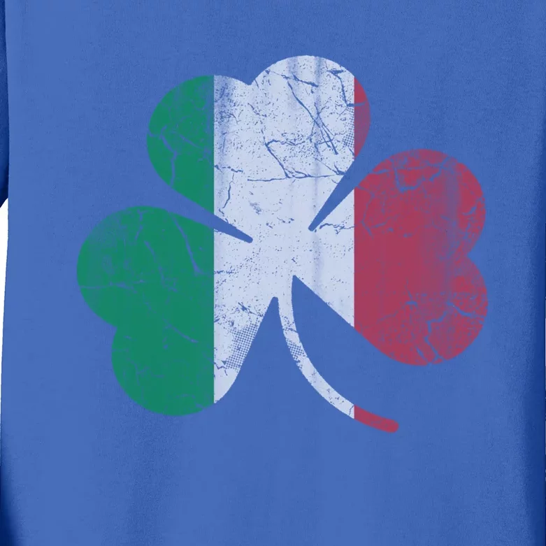 Irish Italian Flag Shamrock Italia Gift Kids Long Sleeve Shirt