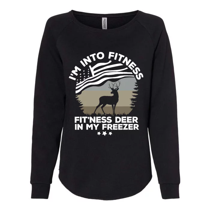 IM Into Fitness FitNess Deer In My Freezer Deer Flag Womens California Wash Sweatshirt