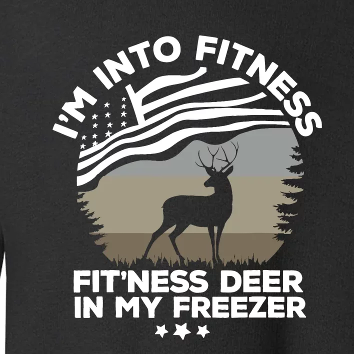 IM Into Fitness FitNess Deer In My Freezer Deer Flag Toddler Sweatshirt