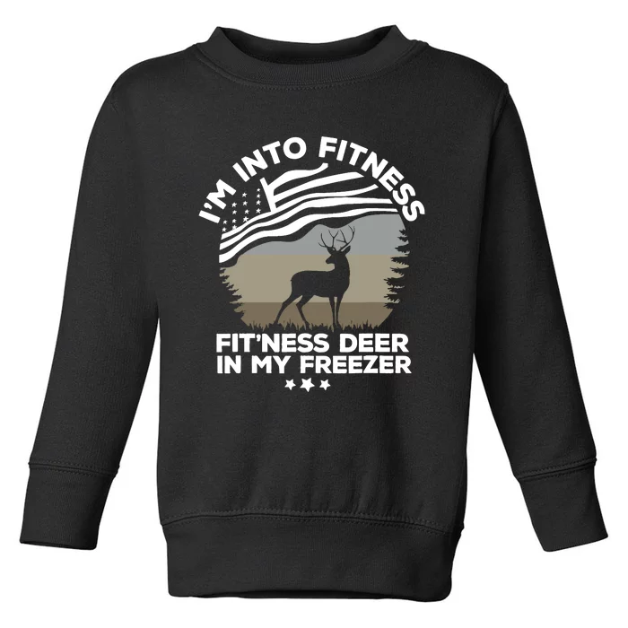 IM Into Fitness FitNess Deer In My Freezer Deer Flag Toddler Sweatshirt