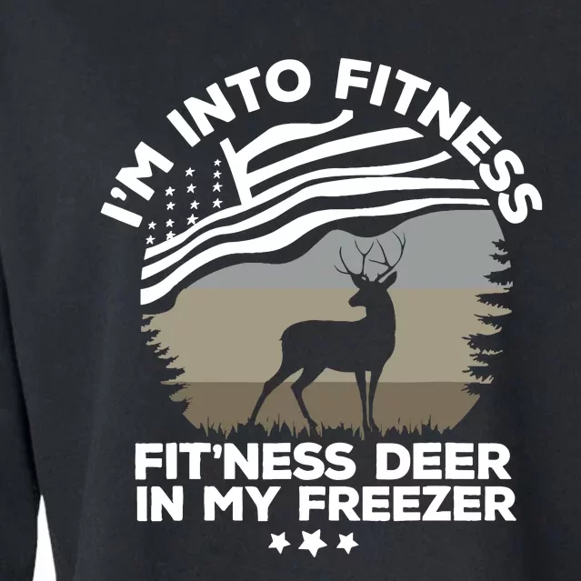 IM Into Fitness FitNess Deer In My Freezer Deer Flag Cropped Pullover Crew