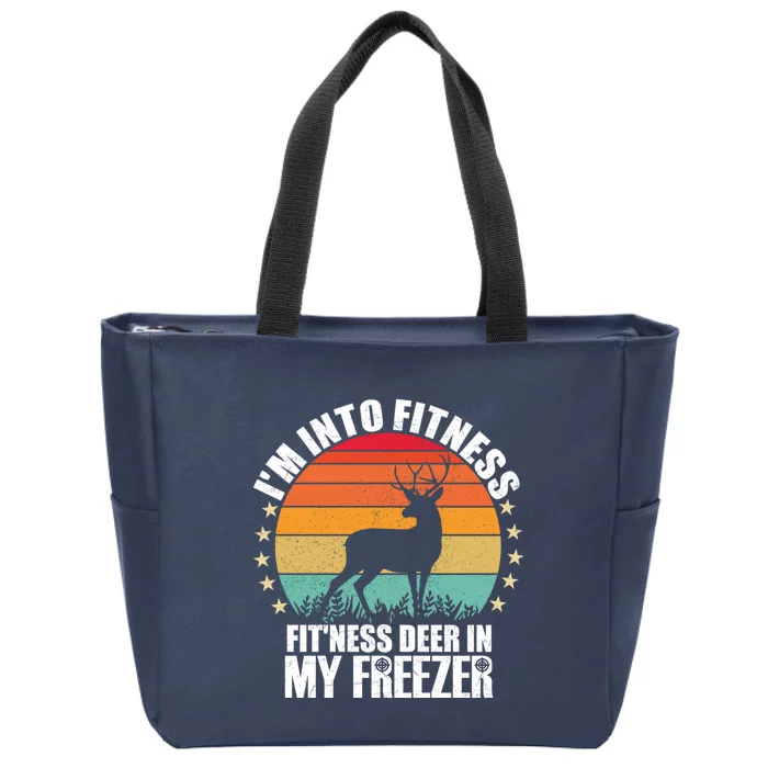 IM Into Fitness FitNess Deer In My Freezer Hunting Husband Zip Tote Bag