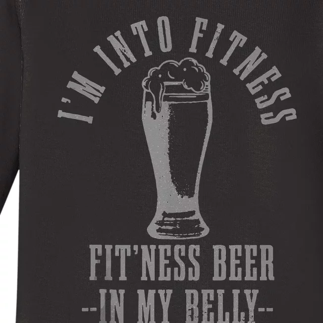 Im Into Fitness Fitness Beer In My Belly Funny Drinking Baby Long Sleeve Bodysuit