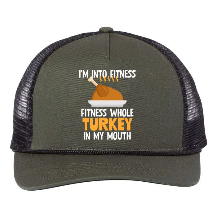 IM Into Fitness Whole Turkey In My Mouth Thanksgiving Gift Retro Rope Trucker Hat Cap