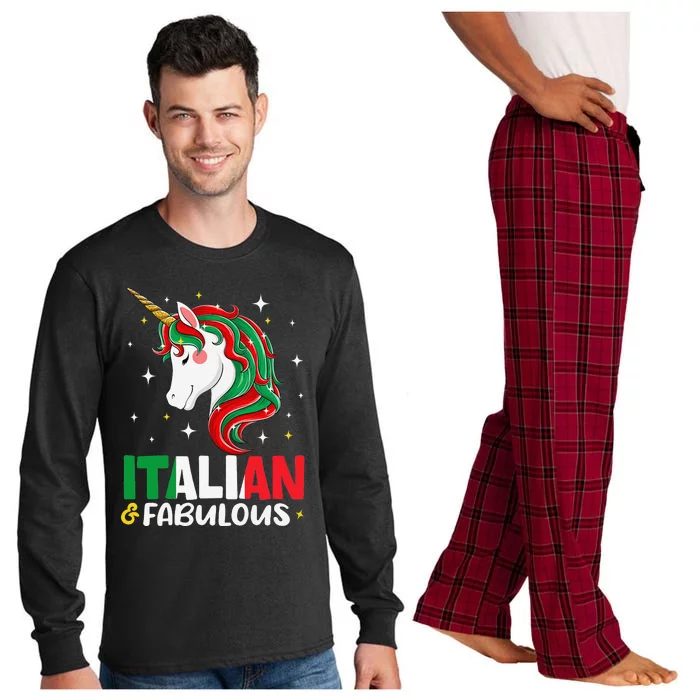 Italian Italy Flag Unicorn Long Sleeve Pajama Set