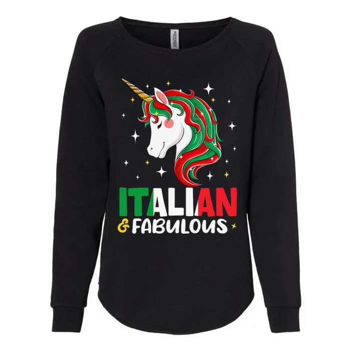 Italian Italy Flag Unicorn Womens California Wash Sweatshirt